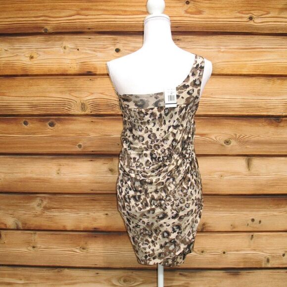 NWT Alexia Admor One Shoulder Gold Leopard Mini Dress - Picture 7 of 12